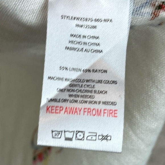 RAE DUNN Bicycle Flowers in Basket Linen Button Up Shirt Medium Novelty Print - Picture 16 of 16